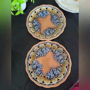 RARE Antique Villeroy & Boch Majolica Reticulated Lilac Plates